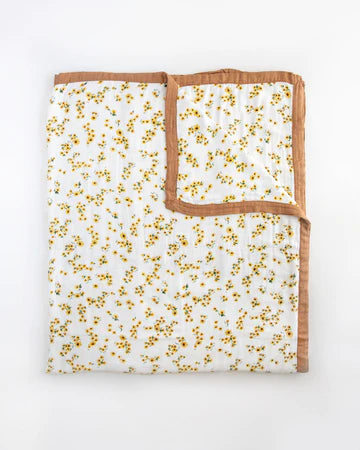 Little Unicorn Deluxe Muslin Quilted Throw (60"x72")  / Ditsy Sunflower