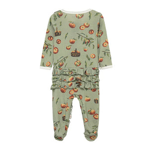 Milkbarn Organic Ruffle Zipper Footed Romper / Apple Orchard