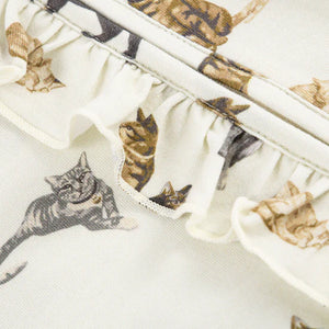 Milkbarn Cotton Stretch Ruffle Zipper Footed Romper / Cat