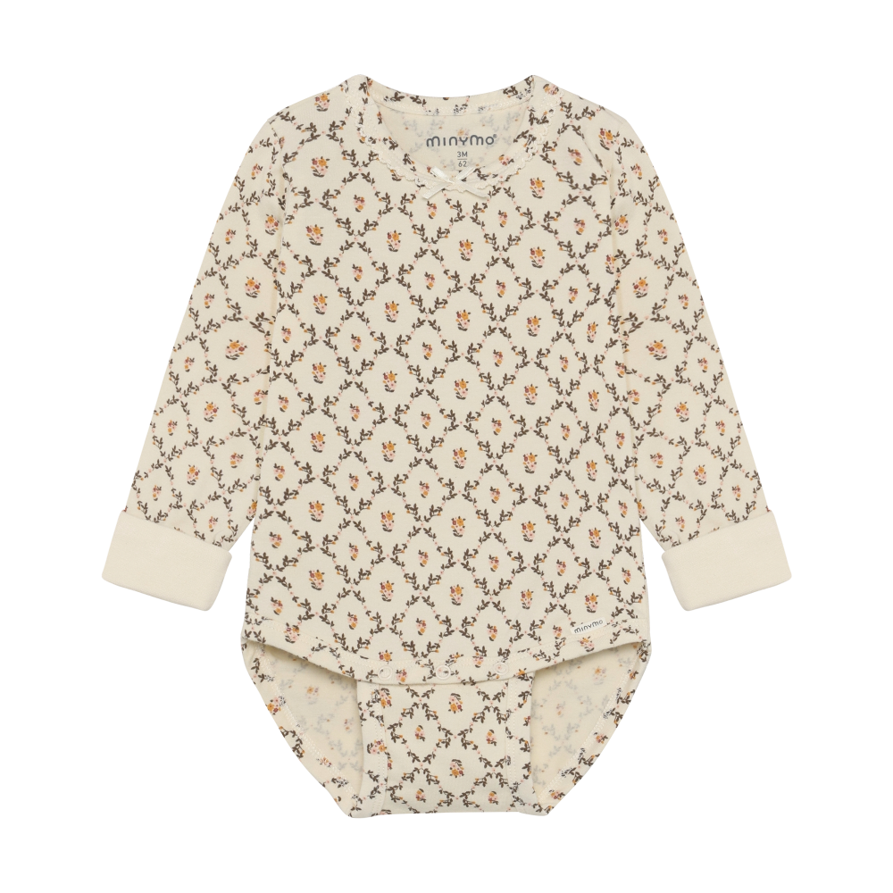 Minymo Floral Bodysuit / Seed Pearl