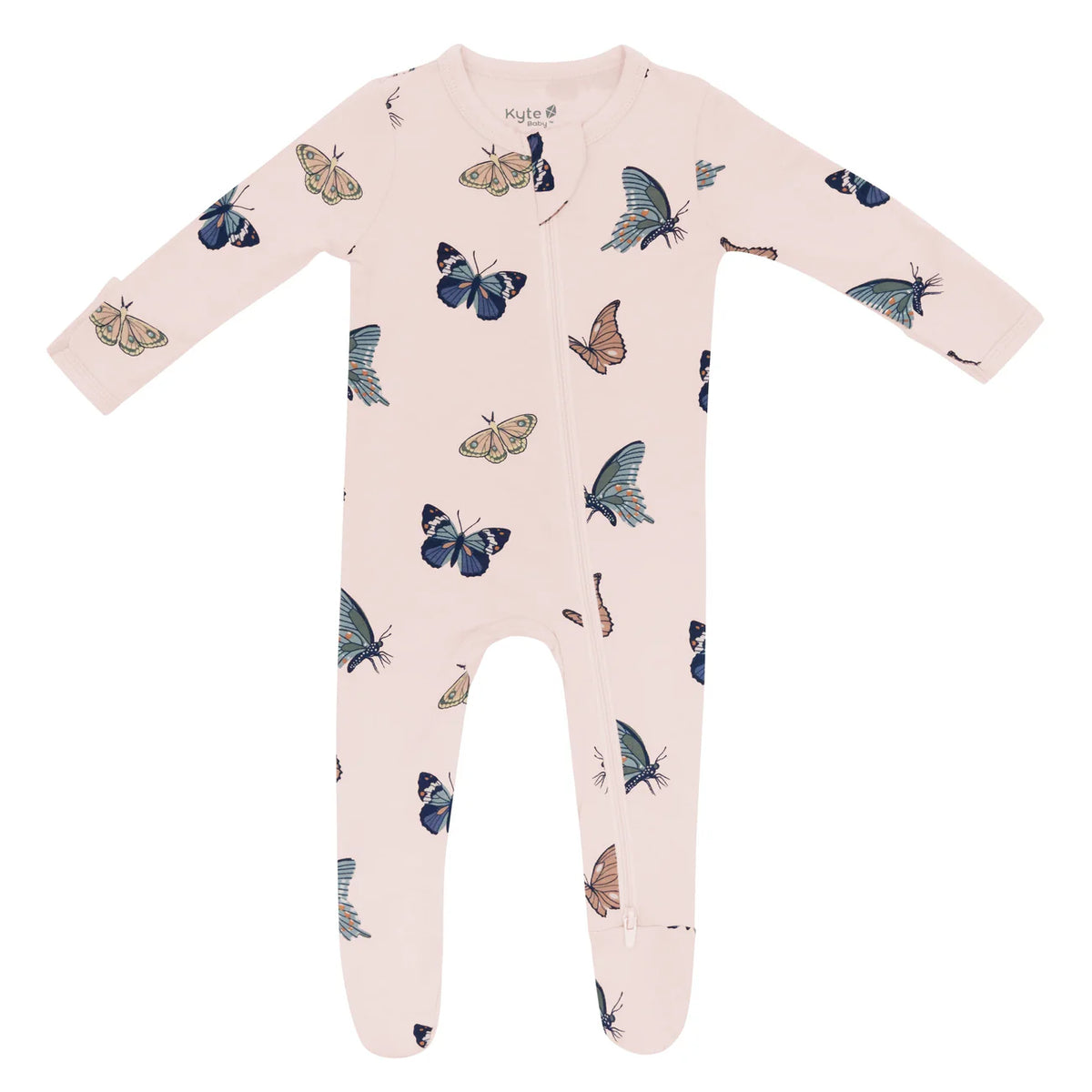 Baby Zippered Footie / Blush Butterfly