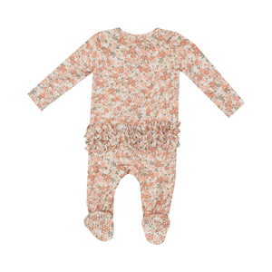 Sweet Rose Calico 2 Way Zipper Ruffle Footie