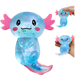 Cute Axolotl Glitter Squishy Toy
