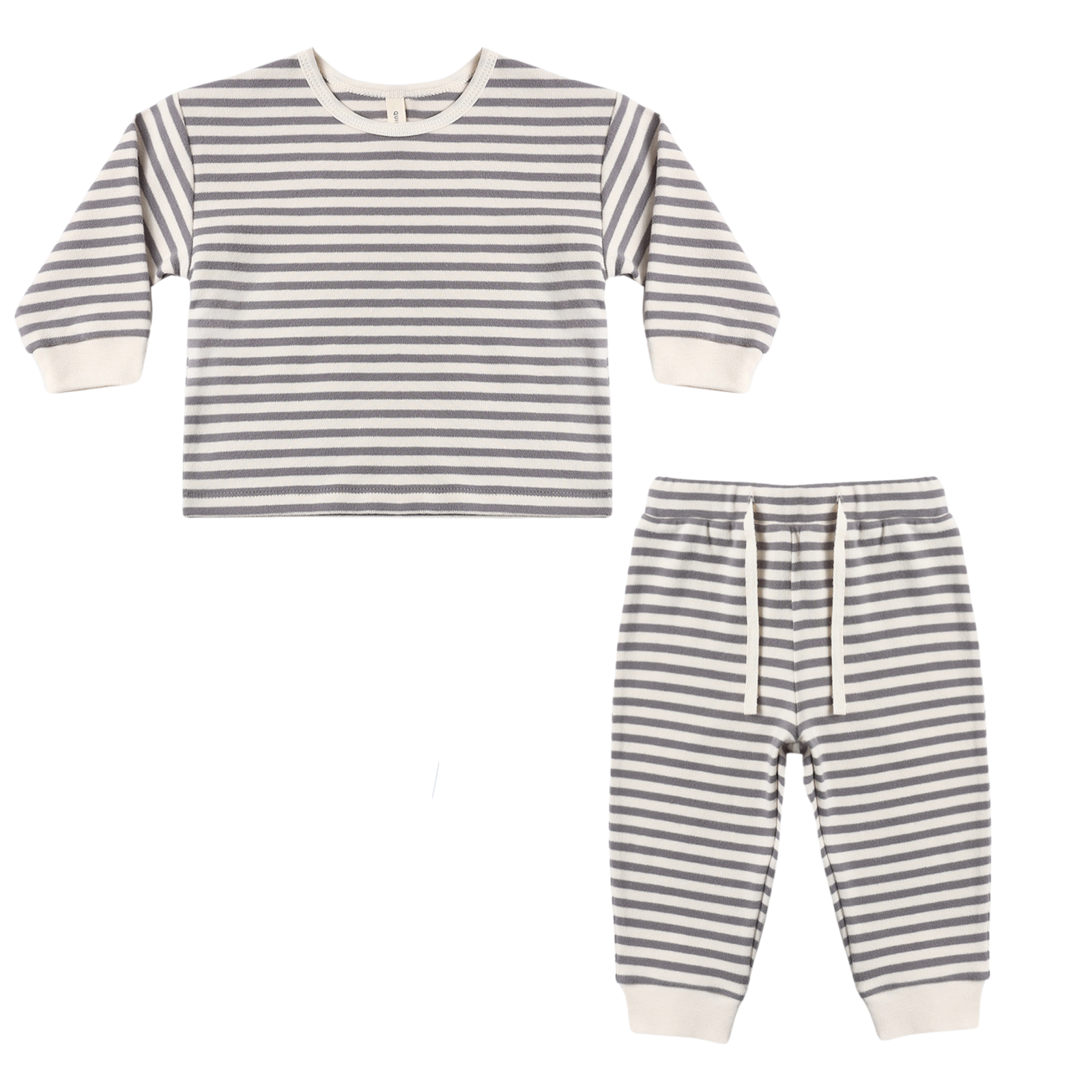 Quincy Mae Cozy Set / Slate Stripe