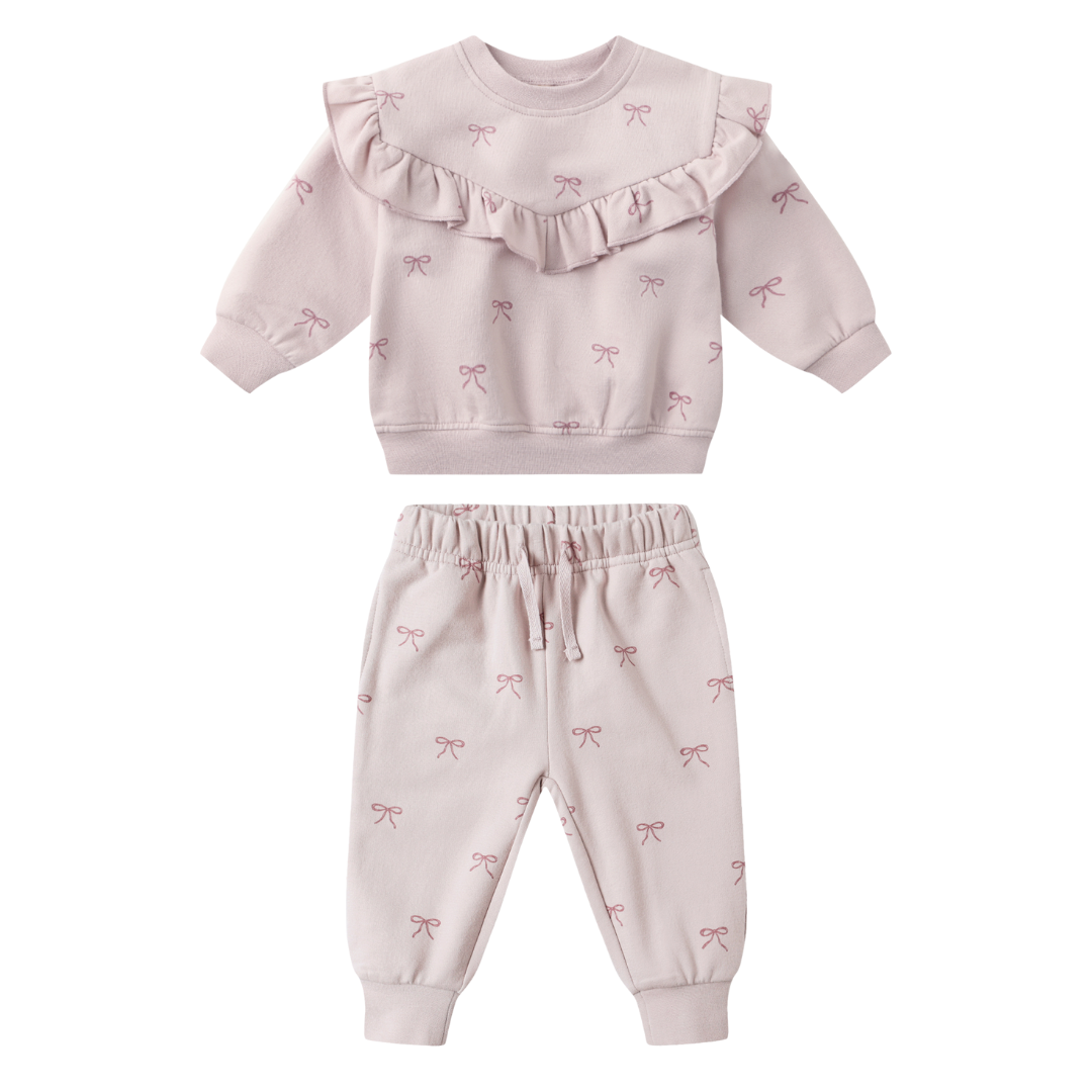 Quincy Mae Relaxed Fleece Sweatshirt Set / Bows