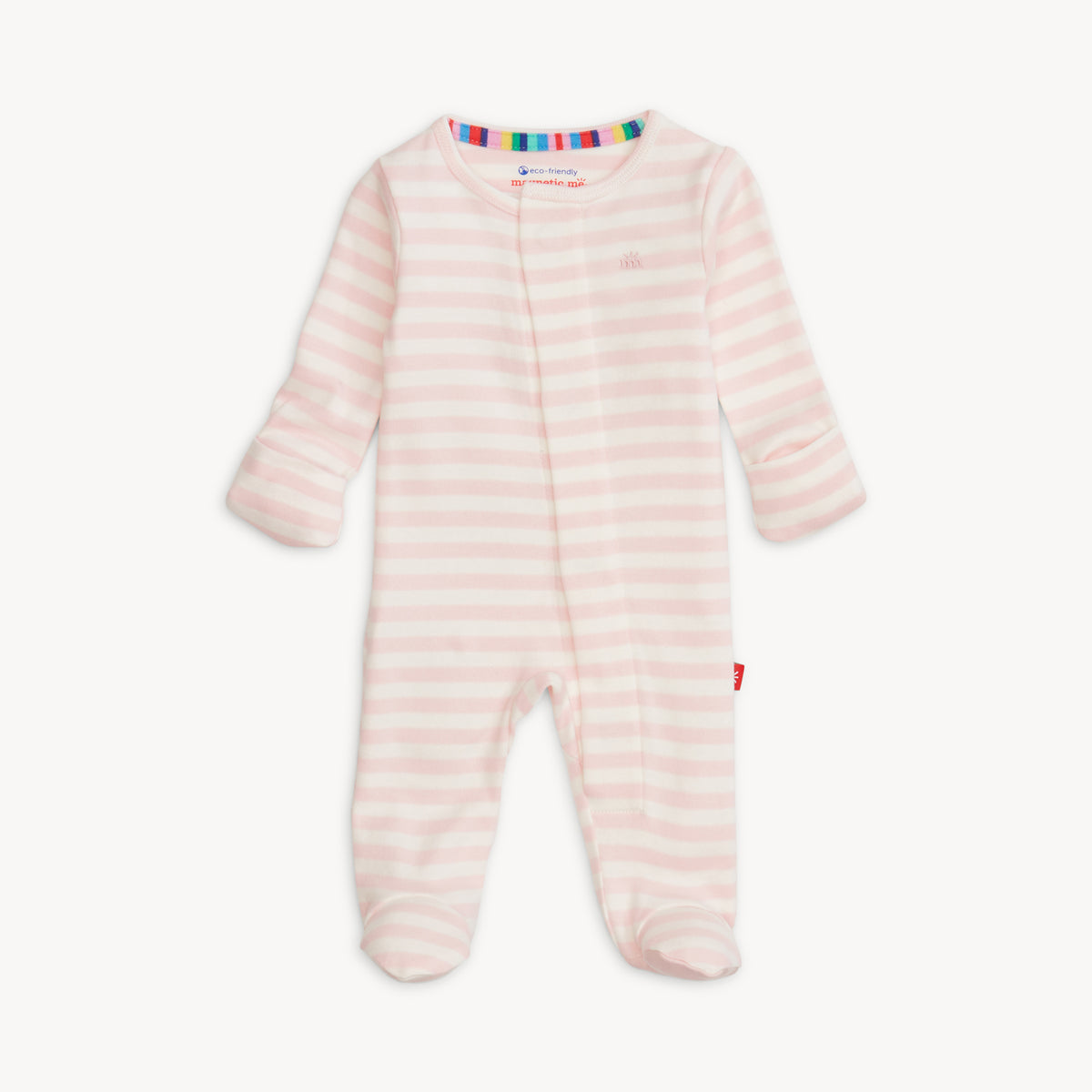 Magnetic Me Magnetic Organic Cotton Footie / Pink Stripe