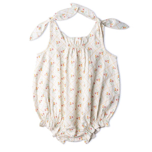 Organic Tie-Shoulder Bubble Romper / Spring Weave