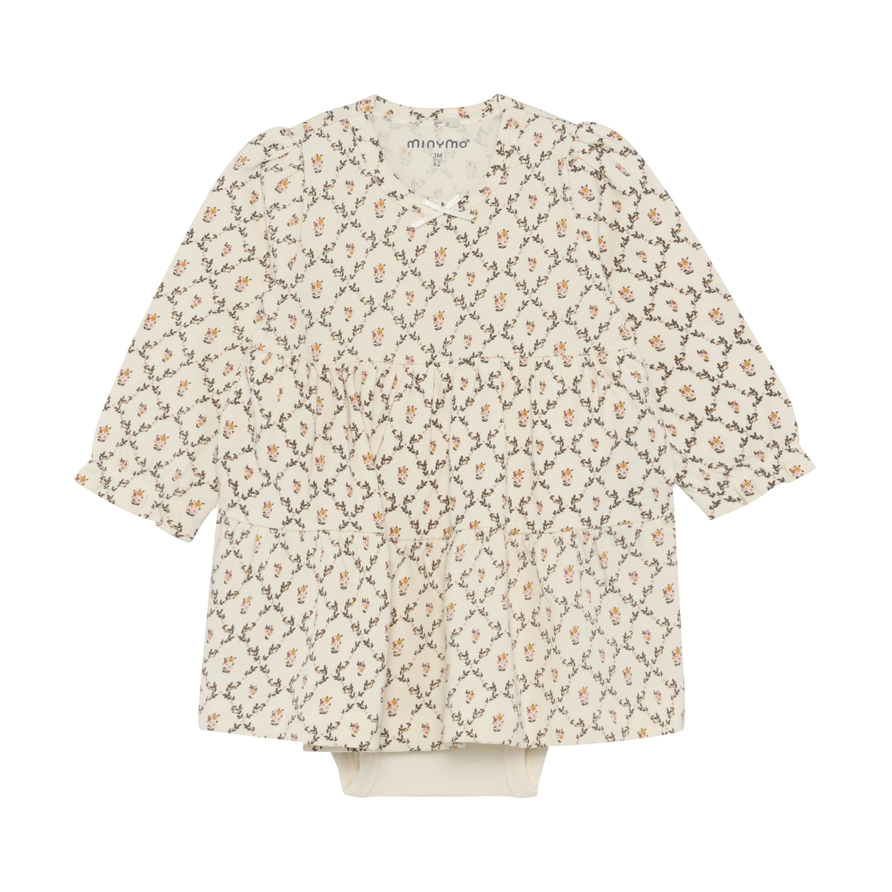 Minymo Floral Bodysuit Dress / Seed Pearl
