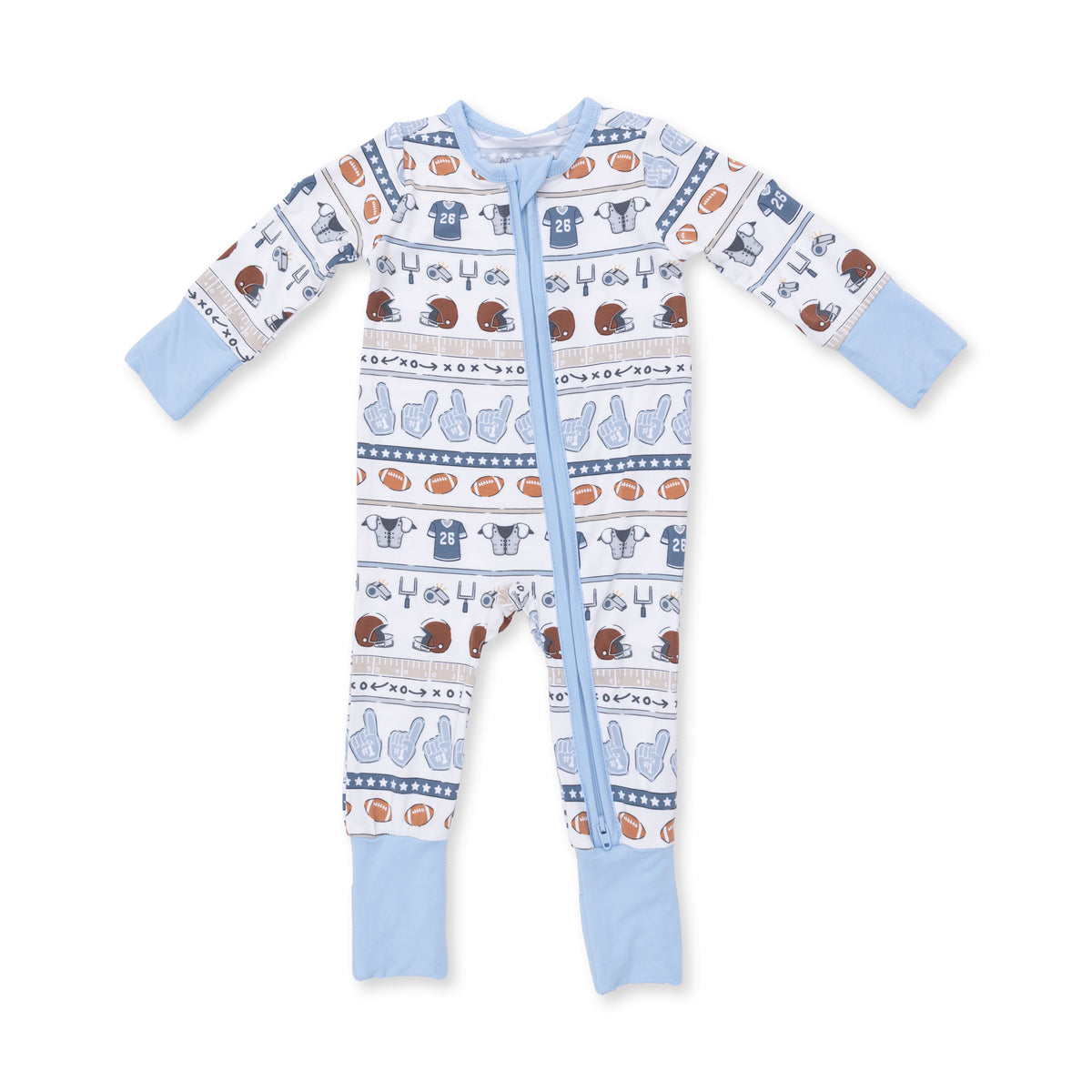 Football Stripe 2 Way Zipper Convertible Romper
