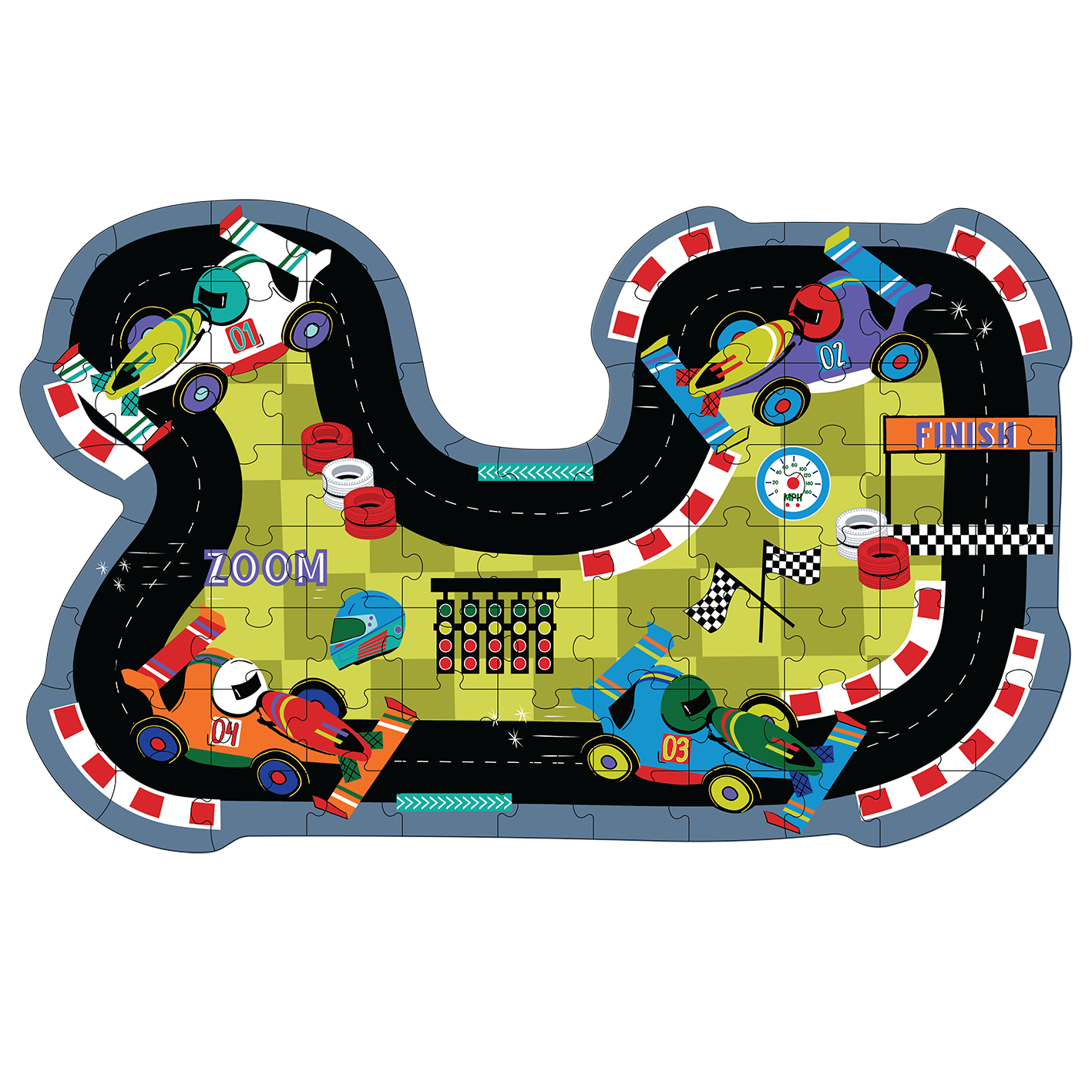 Race Track Shaped Jigsaw Puzzle - 80PC