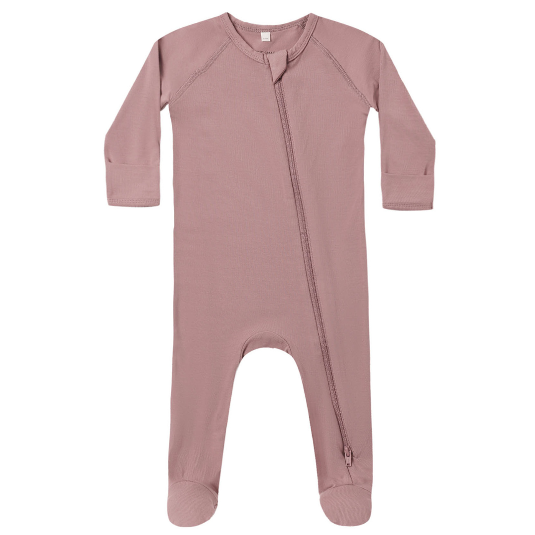 Quincy Mae Bamboo Zip Footie / Mulberry