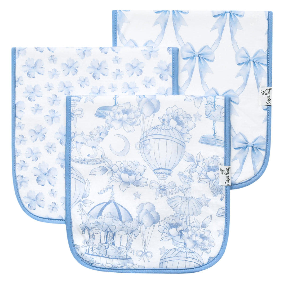 Copper Pearl Premium Burp Cloth Set / Vintage Carnival