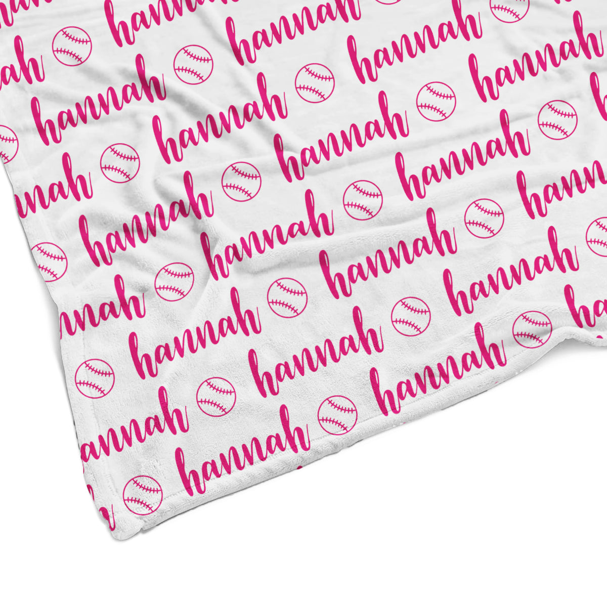 Plush Minky Fleece Personalized Blanket | Baseball/Softball Icon Repeating Name