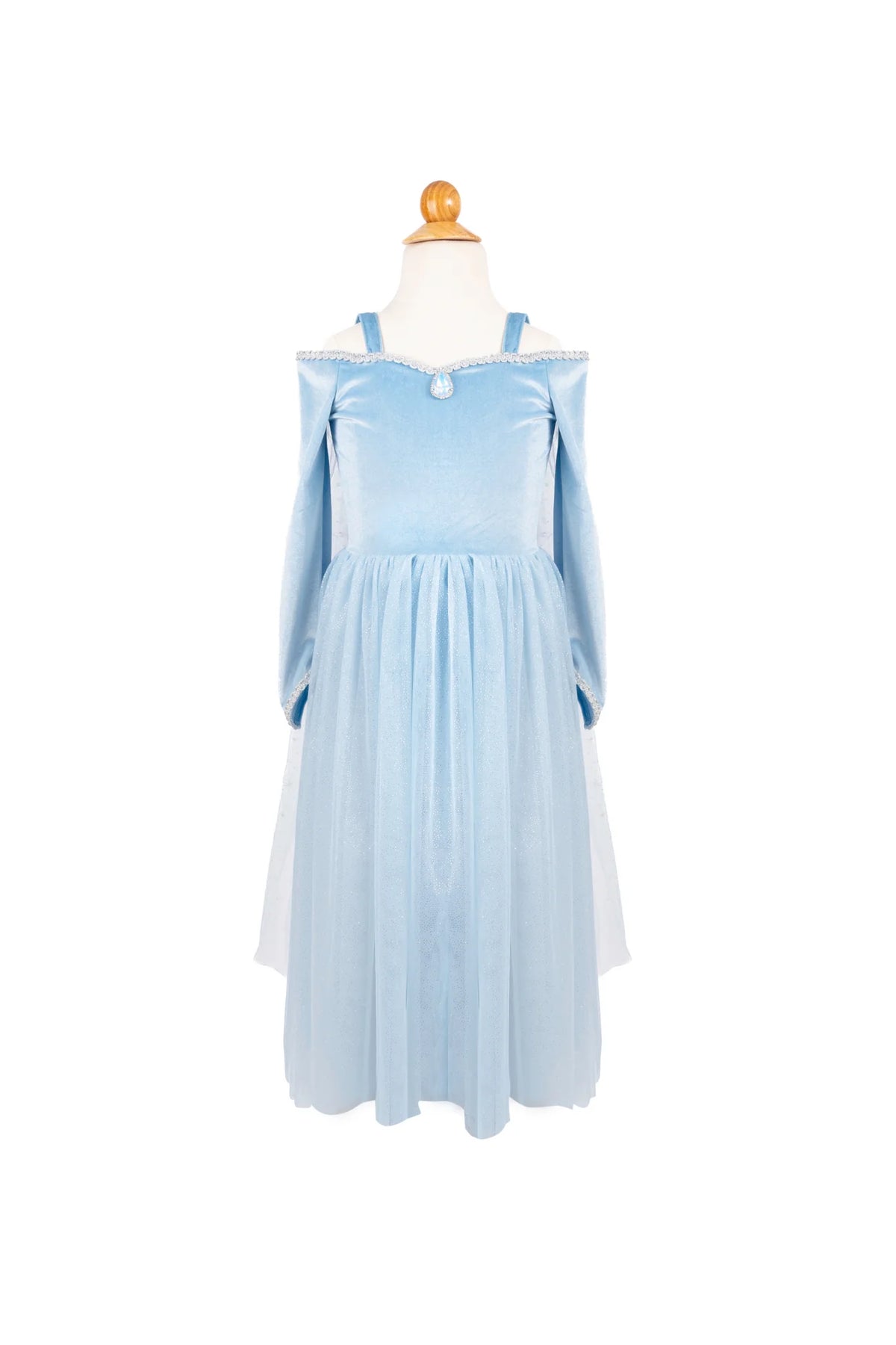 Blue Velvet Princess Gown with Cape