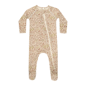 Quincy Mae Bamboo Zip Footie / Harvest Floral