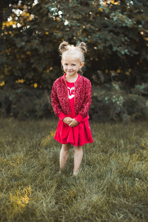 Floral Heart Pocket Twirl Dress