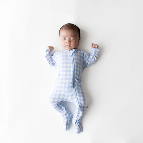 Kyte Baby Zippered Footie / Gingham Breeze