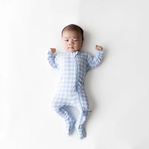 Kyte Baby Zippered Footie / Gingham Breeze