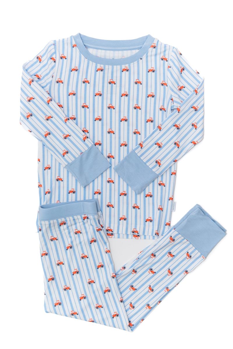Long-Sleeve Pajama Set / Blue Tractors
