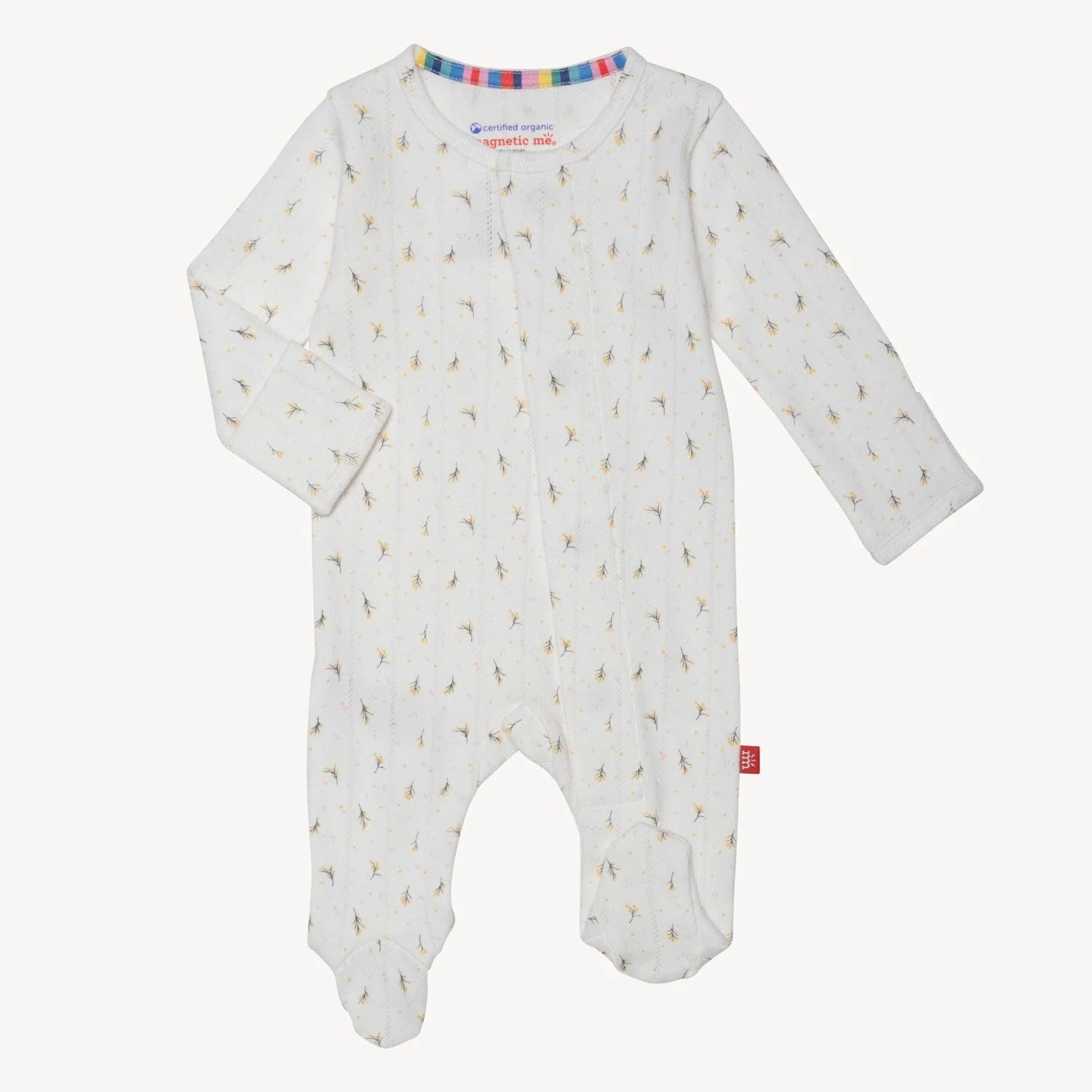 Magnetic Me Organic Cotton Magnetic Footie / Floral Pointelle