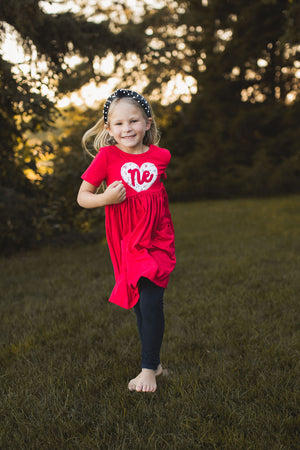 Floral Heart Pocket Twirl Dress