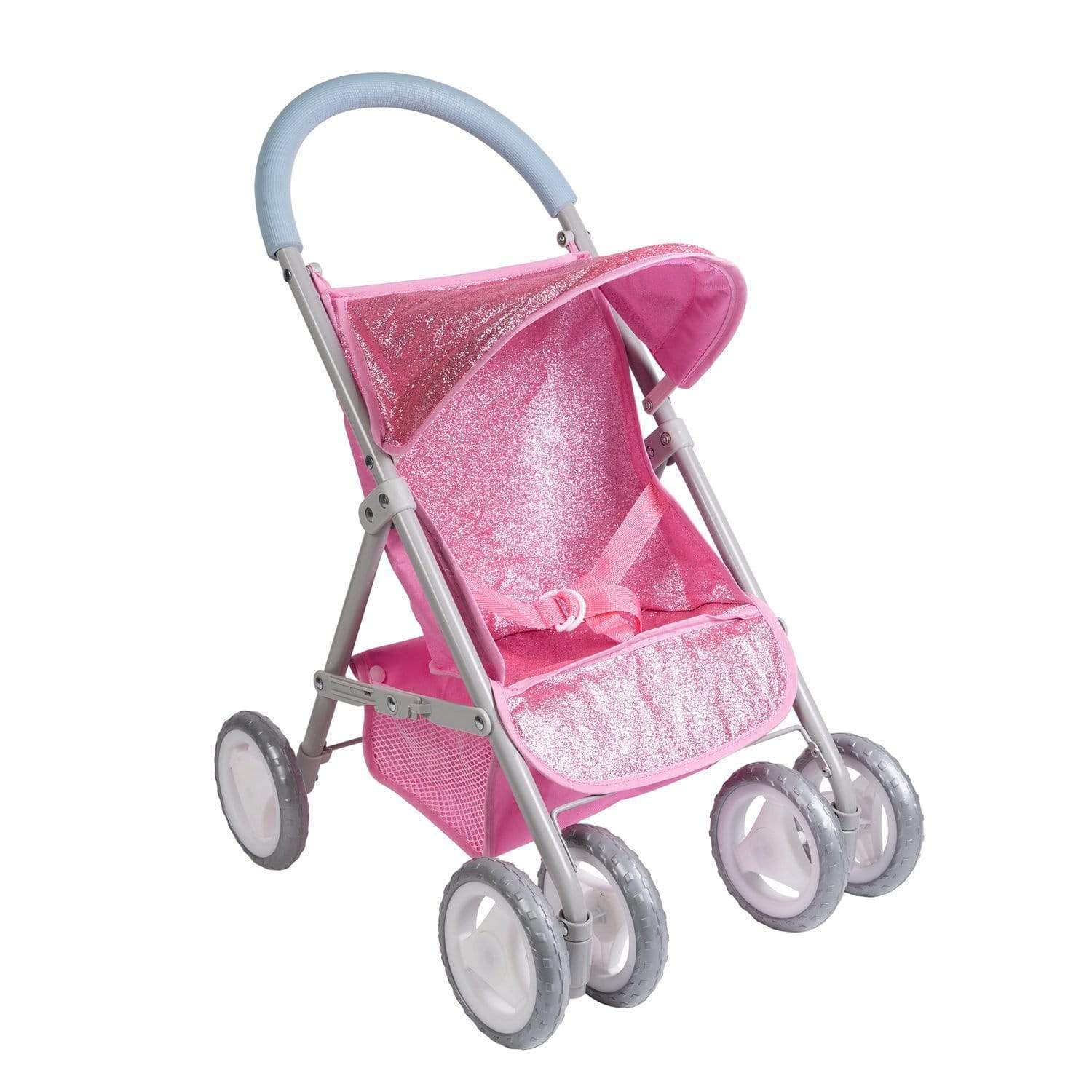 Pink Glam Glittery Baby Doll Stroller with Light-Up Wheels