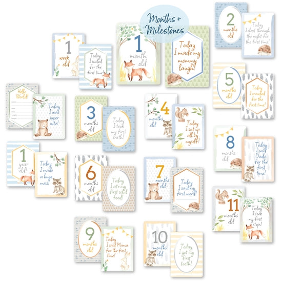 Itzy Ritzy Moments Double-Sided Milestone Cards / Woodland