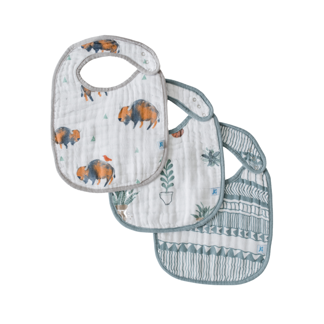 Little Unicorn Cotton Muslin Classic Bib 3 Pack / Bison