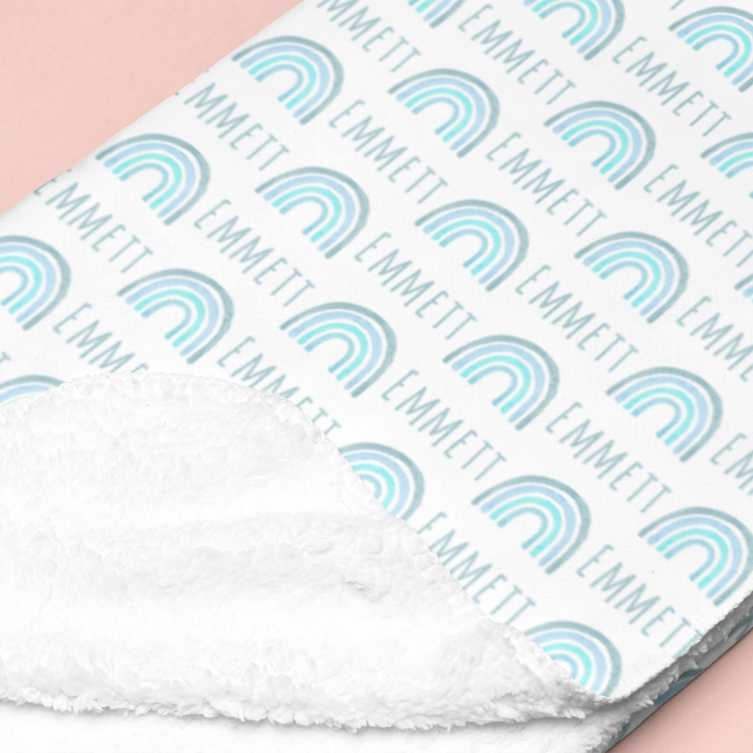 Sherpa-Lined Personalized Blanket | Rainbows