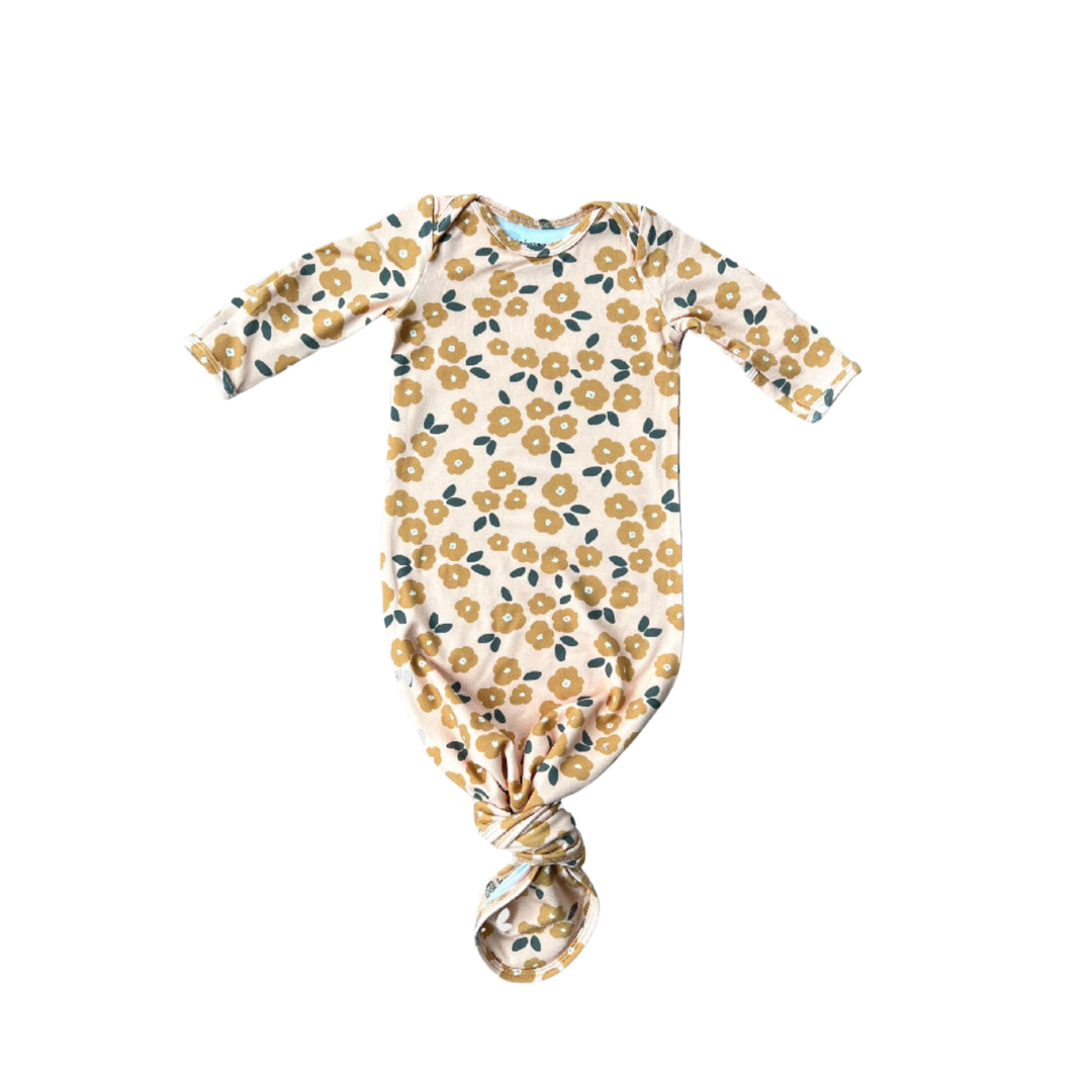 Babysprouts Knotted Gown / Gold Floral