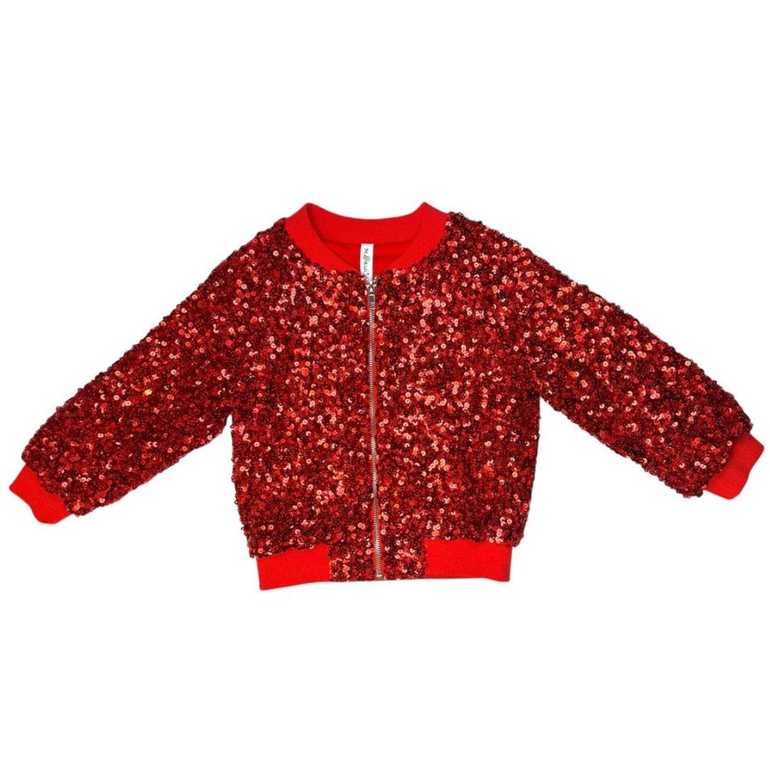 Red Sequin Bomber Jacket