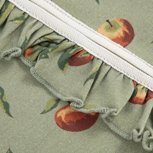 Milkbarn Organic Ruffle Zipper Footed Romper / Apple Orchard