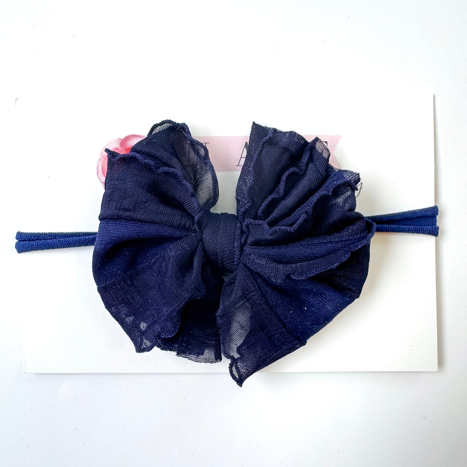 Skinny Mini Ruffle Headband - Navy