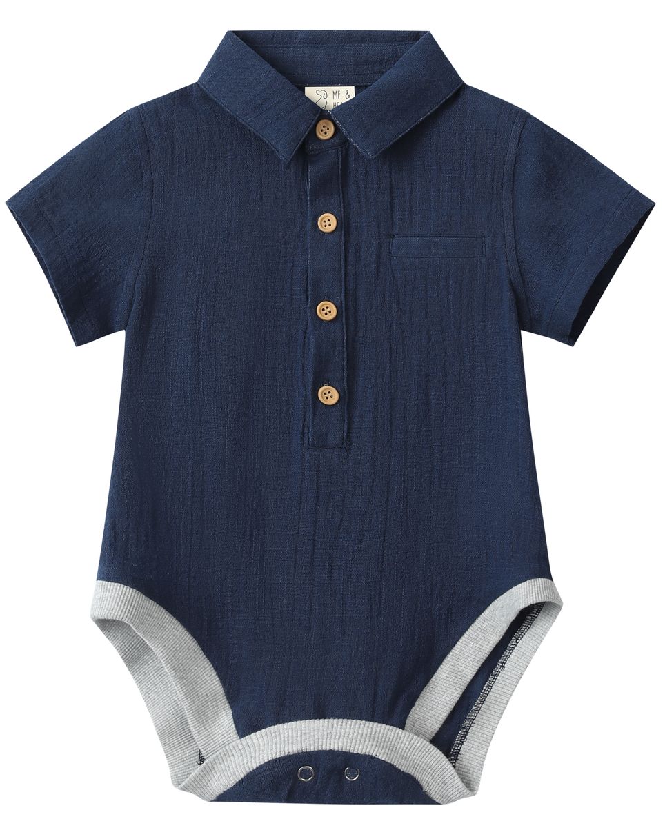 Me & Henry Helford Woven Onesie / Navy