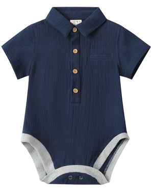 Me & Henry Helford Woven Onesie / Navy