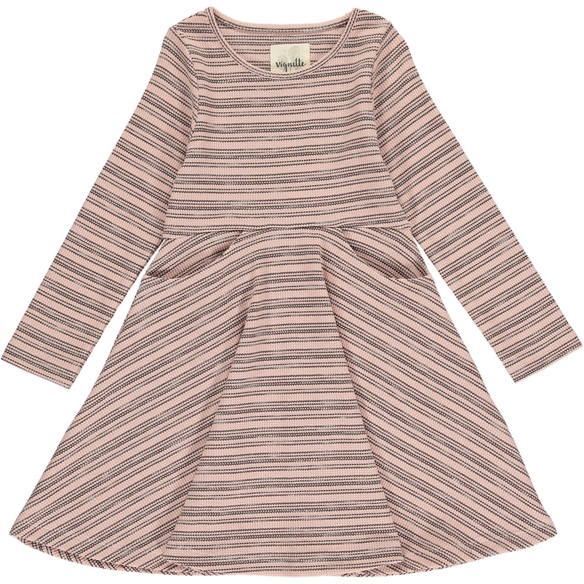 Vignette Merilee Dress / Mauve & Brown Stripe