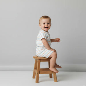 Organic Short Romper / Cabana Stripes