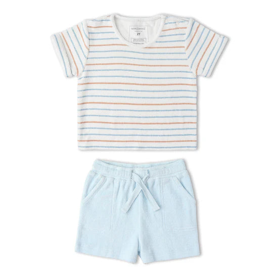 Organic Terry Tee & Short Set / Cabana Stripes
