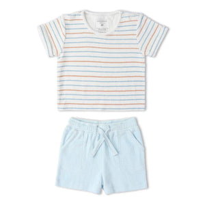 Organic Terry Tee & Short Set / Cabana Stripes