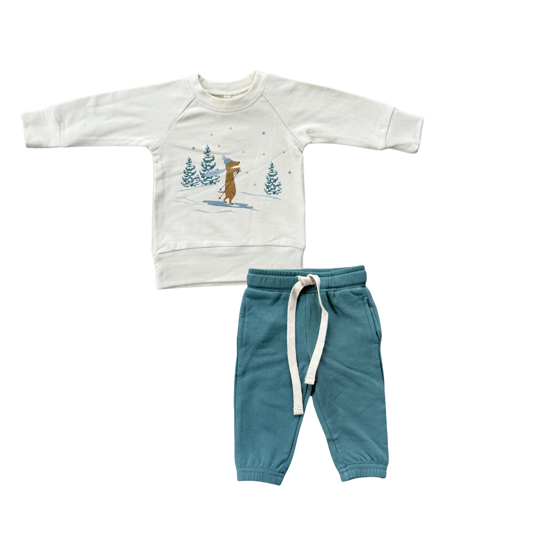 Babysprouts Ski Dog Raglan Sweatshirt + Joggers Set