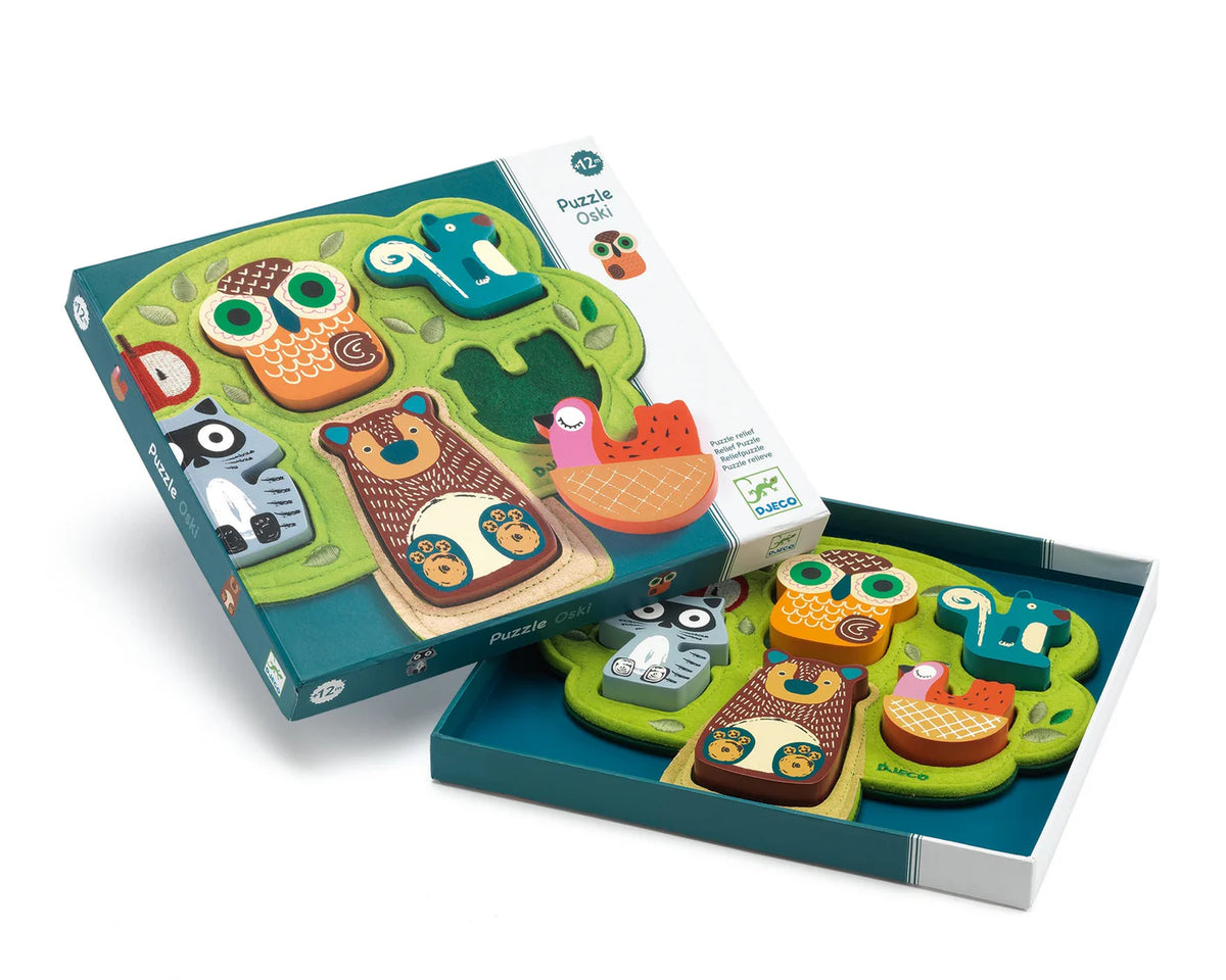 Djeco Wooden/Felt Puzzle - Oski Forest Friends