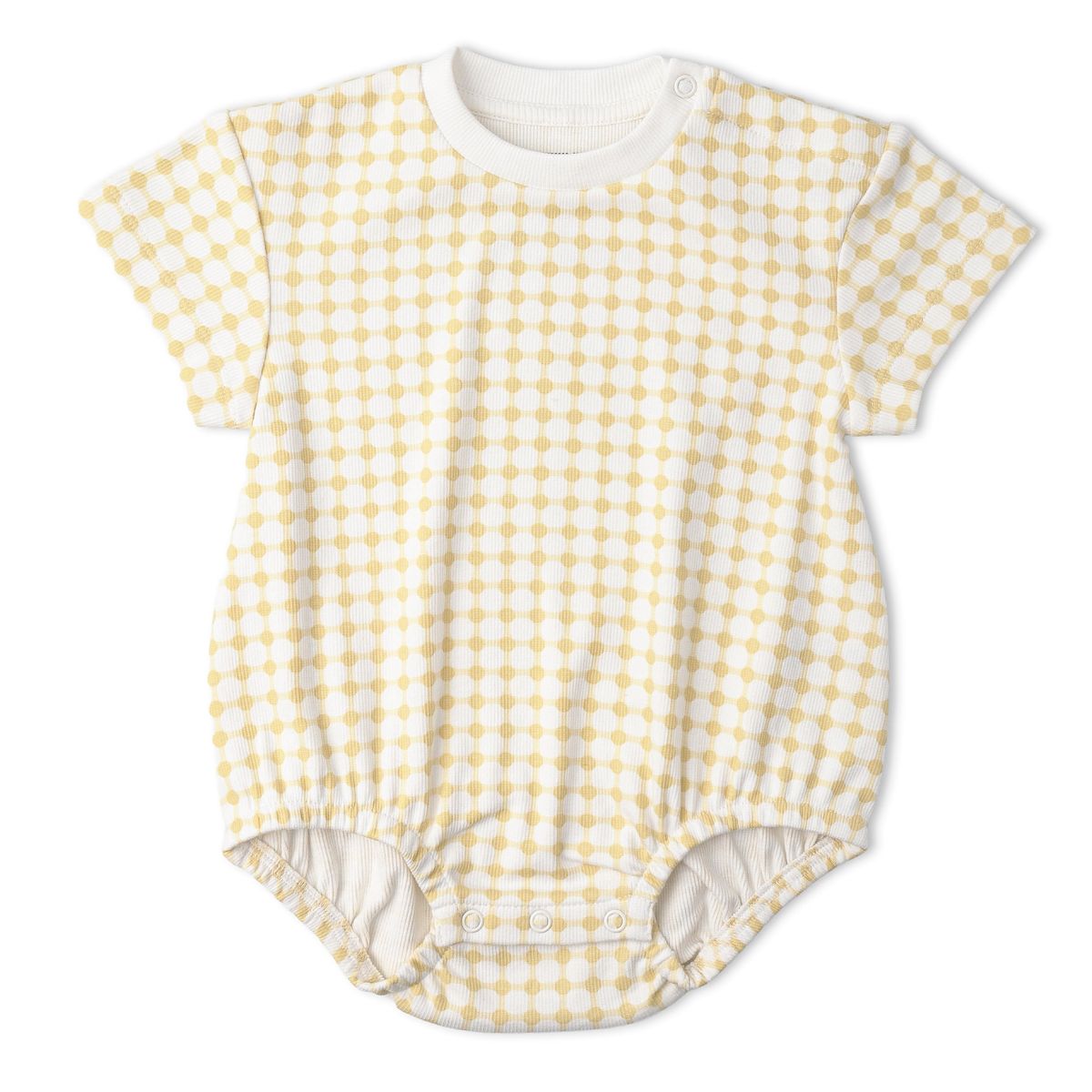 Organic Short-Sleeve Bubble Romper / Dotty Gingham
