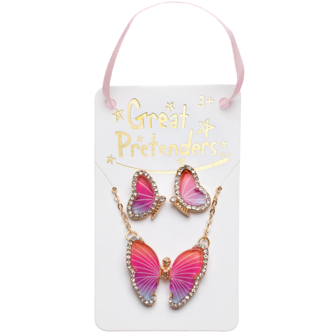 Butterfly Necklace & Studded Earring Set