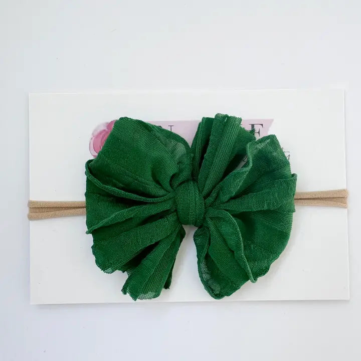 Skinny Mini Ruffle Headband - Green