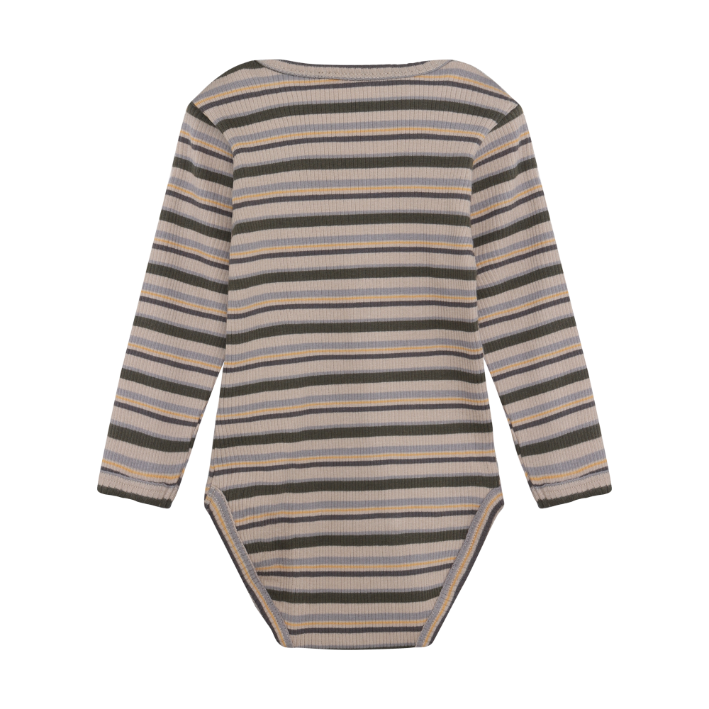 Minymo Ribbed Bodysuit / Olive Stripe