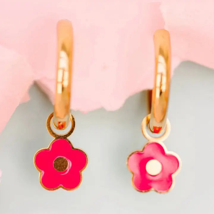 Pierced Hot Pink Flower Charms