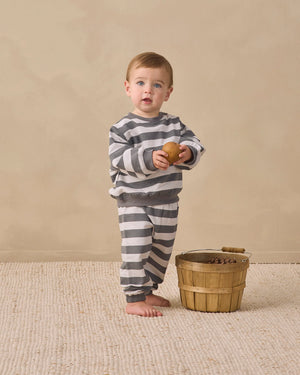 Quincy Mae Oversized Crew Sweatshirt Set / Midnight Stripe