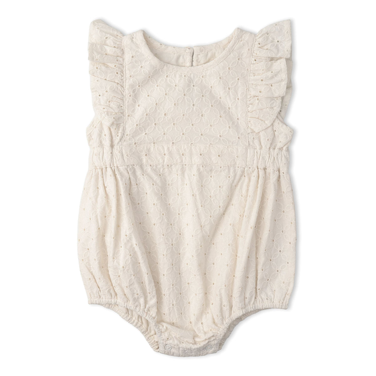 Organic Eyelet Flutter Romper / Ivory