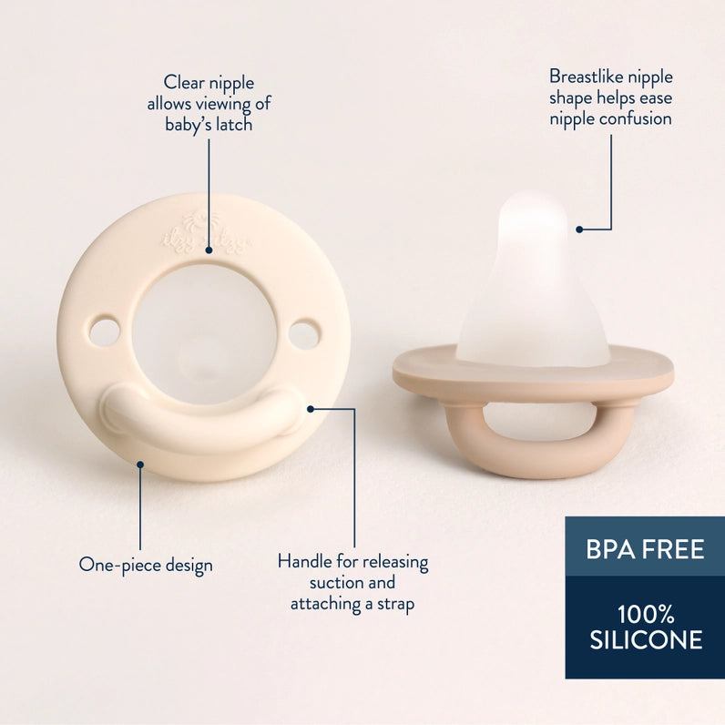 Itzy Ritzy Latch & Soothe Breastlike Pacifier Set / Taupe