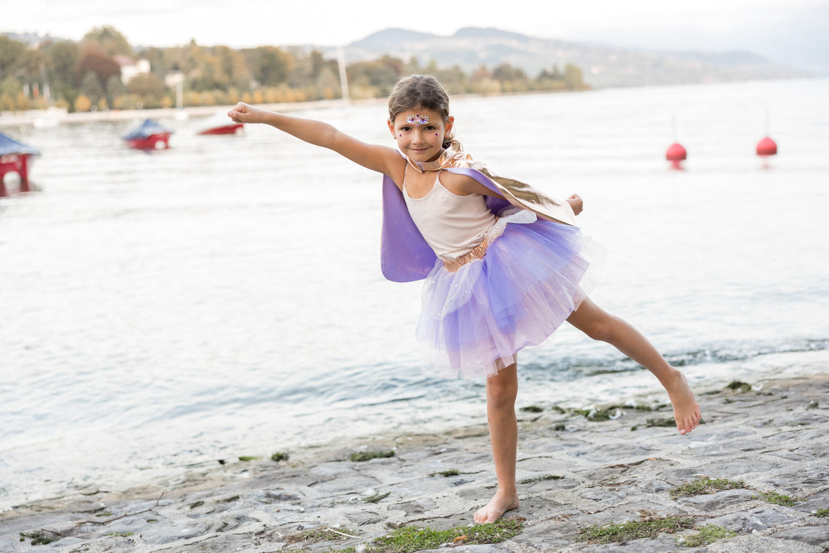 Tutu, Cape & Mask Set - Metallic Rose Gold & Lilac